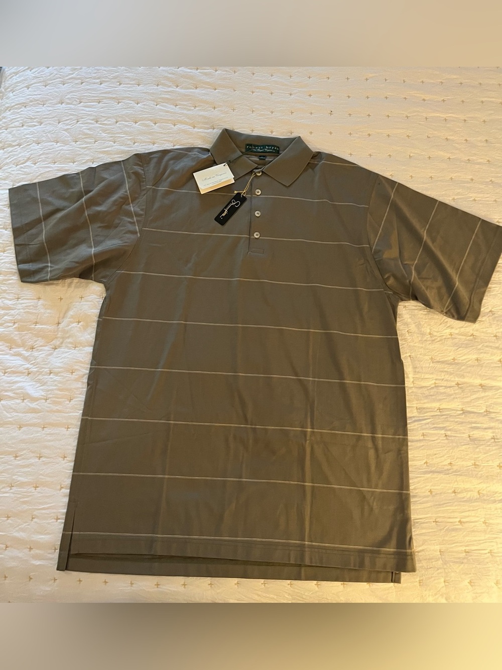 Classic Striped Polo Shirt in Olive Green by Polo Golf